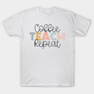 Coffee Teach Repeat Muted Rainbow T-Shirt